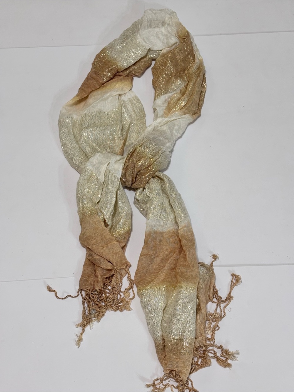 Women's Ombre Gold, Cream and Tan Scarf with Subtle Shimmer